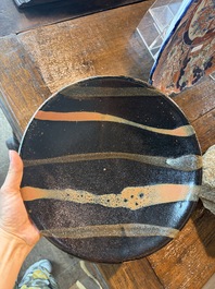 Shōji Hamada (1894-1978): Two tenmoku glazed plates