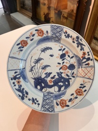 A varied collection of Chinese famille rose, famille verte and blue and white porcelain, 18th C. and later