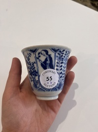A varied collection of Chinese blue and white porcelain with figures and floral design, 18th/19th C.