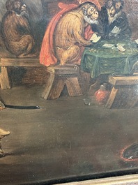 Abraham Teniers (1629-1670, attributed to): Monkeys in a guardroom interior, oil on panel