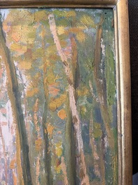Edmond Verstraeten (1870-1956): Forest landscape, oil on board, dated 1917