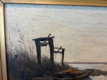 Paul Joseph Constantin Gabri&euml;l (1828&ndash;1903): Moored boat, oil on panel
