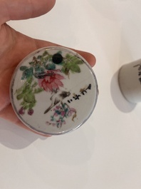 Six Chinese qianjiang cai jars and covers with a bird among blossoming branches, 19th/20th C.