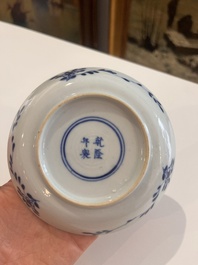 A varied collection of Chinese blue and white porcelain with figures and floral design, 18th/19th C.