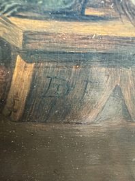 Abraham Teniers (1629-1670, attributed to): Monkeys in a guardroom interior, oil on panel