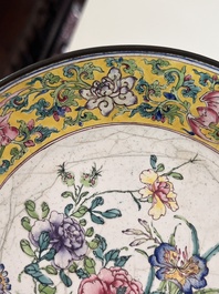 A Chinese Canton enamel dish with floral design, Qianlong