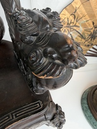 A pair of Japanese carved wooden 'dragon' chairs, Meiji, 19th/20th C.