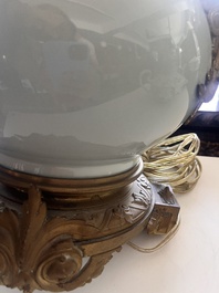 A Chinese style gilt bronze mounted celadon-glazed vase mounted into a lamp, 19th/20th C.