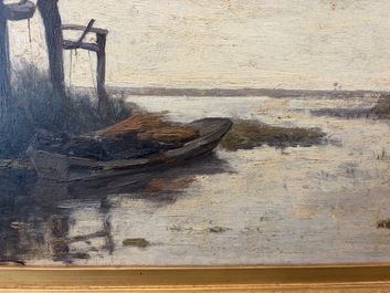 Paul Joseph Constantin Gabri&euml;l (1828&ndash;1903): Moored boat, oil on panel
