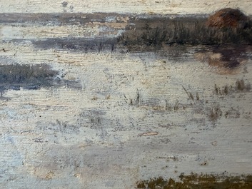 Paul Joseph Constantin Gabri&euml;l (1828&ndash;1903): Moored boat, oil on panel