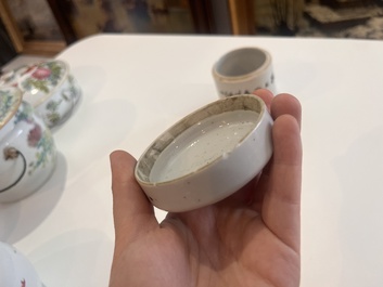 Six Chinese qianjiang cai jars and covers with a bird among blossoming branches, 19th/20th C.