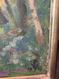 Edmond Verstraeten (1870-1956): Forest landscape, oil on board, dated 1917