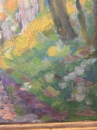 Edmond Verstraeten (1870-1956): Forest landscape, oil on board, dated 1917