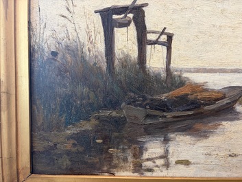 Paul Joseph Constantin Gabri&euml;l (1828&ndash;1903): Moored boat, oil on panel