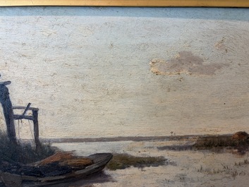 Paul Joseph Constantin Gabri&euml;l (1828&ndash;1903): Moored boat, oil on panel