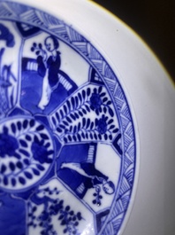 A varied collection of Chinese blue and white porcelain with figures and floral design, 18th/19th C.