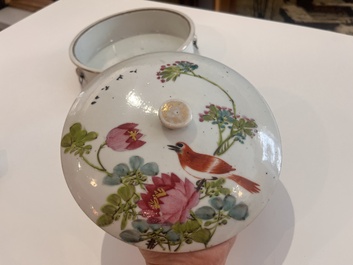 Six Chinese qianjiang cai jars and covers with a bird among blossoming branches, 19th/20th C.