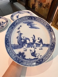 Six Chinese blue and white 'playing boys in a landscape' plates, 19th C.