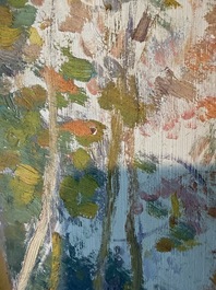 Edmond Verstraeten (1870-1956): Forest landscape, oil on board, dated 1917