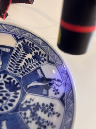 A varied collection of Chinese blue and white porcelain with figures and floral design, 18th/19th C.