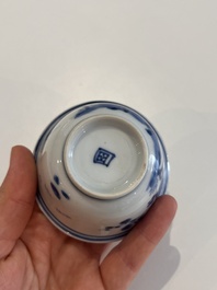 A varied collection of Chinese blue and white porcelain with figures and floral design, 18th/19th C.