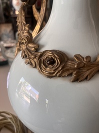 A Chinese style gilt bronze mounted celadon-glazed vase mounted into a lamp, 19th/20th C.