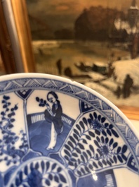 A varied collection of Chinese blue and white porcelain with figures and floral design, 18th/19th C.