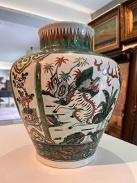 A varied collection of Chinese famille rose, famille verte and blue and white porcelain, 18th C. and later