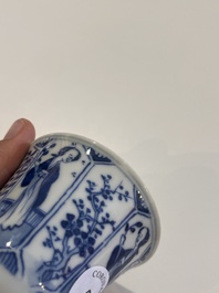 A varied collection of Chinese blue and white porcelain with figures and floral design, 18th/19th C.