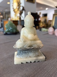 Eleven Chinese hardstone sculptures, a.o. jade, quartz, turquoise, malachite and lapis lazuli, 19th/20th C.