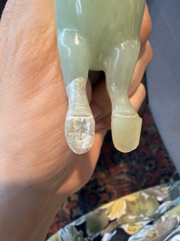 Eleven Chinese hardstone sculptures, a.o. jade, quartz, turquoise, malachite and lapis lazuli, 19th/20th C.