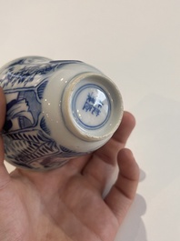 A varied collection of Chinese blue and white porcelain with figures and floral design, 18th/19th C.