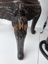 A pair of Japanese carved wooden 'dragon' chairs, Meiji, 19th/20th C.
