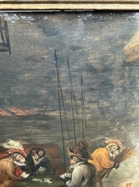 Abraham Teniers (1629-1670, attributed to): Monkeys in a guardroom interior, oil on panel