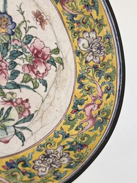 A Chinese Canton enamel dish with floral design, Qianlong