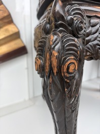 A pair of Japanese carved wooden 'dragon' chairs, Meiji, 19th/20th C.