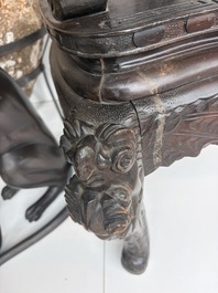 A pair of Japanese carved wooden 'dragon' chairs, Meiji, 19th/20th C.