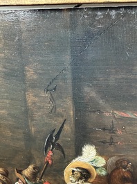 Abraham Teniers (1629-1670, attributed to): Monkeys in a guardroom interior, oil on panel