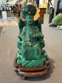 Eleven Chinese hardstone sculptures, a.o. jade, quartz, turquoise, malachite and lapis lazuli, 19th/20th C.