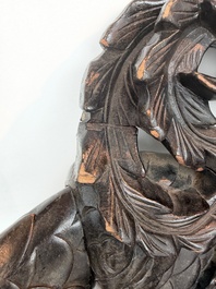 A pair of Japanese carved wooden 'dragon' chairs, Meiji, 19th/20th C.