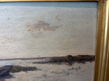 Paul Joseph Constantin Gabri&euml;l (1828&ndash;1903): Moored boat, oil on panel