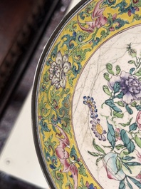 A Chinese Canton enamel dish with floral design, Qianlong