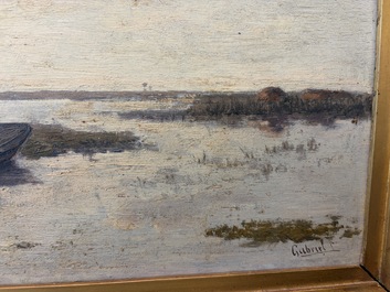 Paul Joseph Constantin Gabri&euml;l (1828&ndash;1903): Moored boat, oil on panel