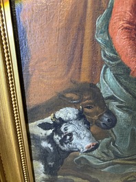 Flemish school: The adoration of the shepherds, oil on canvas, 17th C.