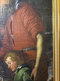 Flemish school: The adoration of the shepherds, oil on canvas, 17th C.
