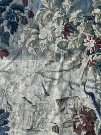 An impressive Flemish wall tapestry with ornamental birds in a paradisiacal castle garden, Oudenaarde or Brussels, 17th C.