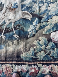 An impressive Flemish wall tapestry with ornamental birds in a paradisiacal castle garden, Oudenaarde or Brussels, 17th C.