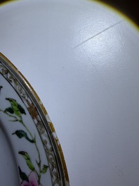 Eleven Chinese Imari style and famille rose plates with floral design, Yongzheng/Qianlong