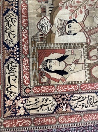 A Persian Kashan (Keshan) Mohtashem rug with Shirin and Khosrow, wool on cotton, late 19th C.