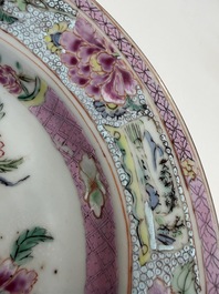 Eleven Chinese Imari style and famille rose plates with floral design, Yongzheng/Qianlong
